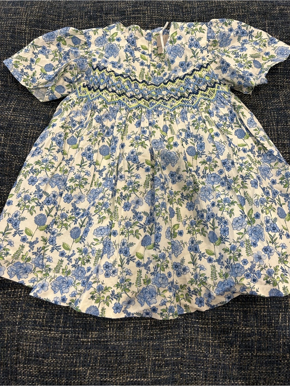 John Lewis Heirloom Collection Hand Smocked Floral Cotton Dress White